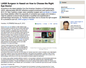 LASIK Surgeon in Hawaii Discusses Choosing the Right Practice for Laser Vision Correction lasik, laser, vision, correction, eye, surgery, surgeon, honolulu, hi