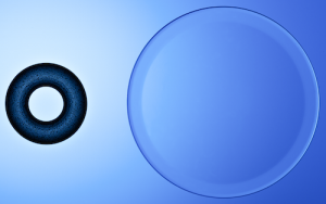 KAMRA inlay (left) vs. contact lens (right)