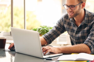 man on computer