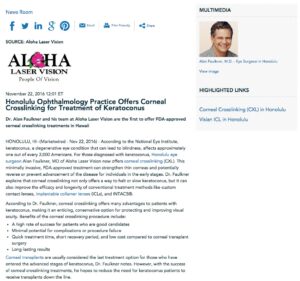 Dr. Alan Faulkner introduces corneal crosslinking treatment for keratoconus.