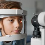 Child undergoing an eye exam